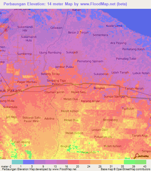 Perbaungan,Indonesia Elevation Map