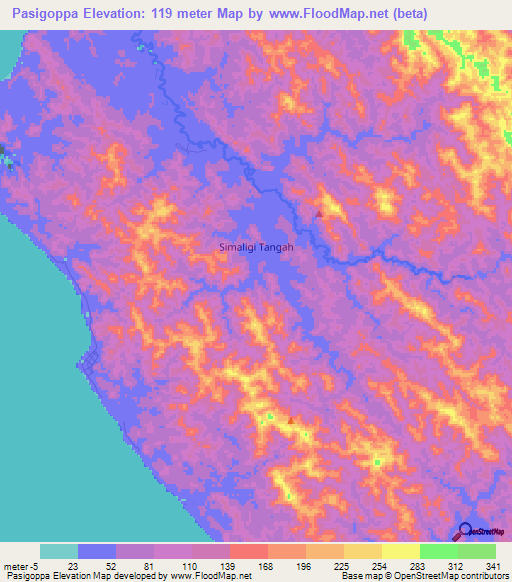 Pasigoppa,Indonesia Elevation Map