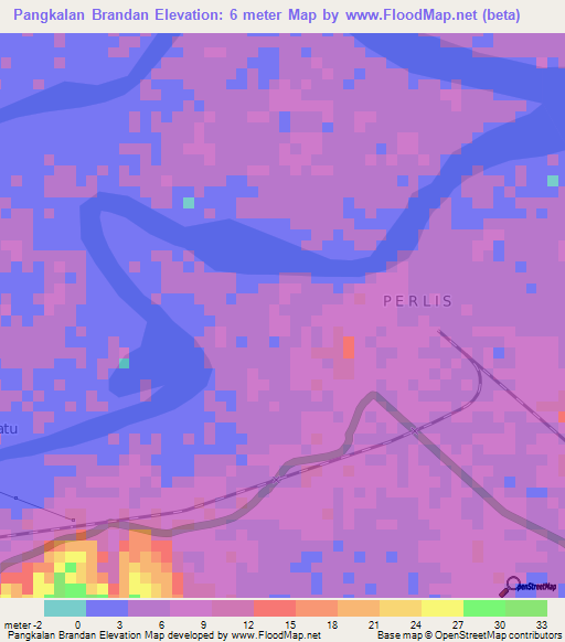 Pangkalan Brandan,Indonesia Elevation Map