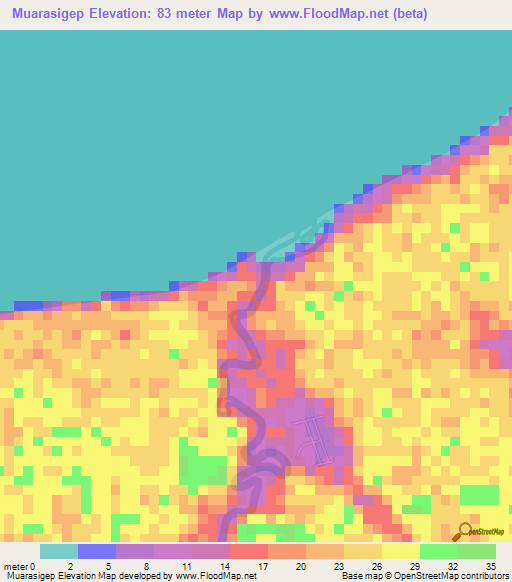 Muarasigep,Indonesia Elevation Map