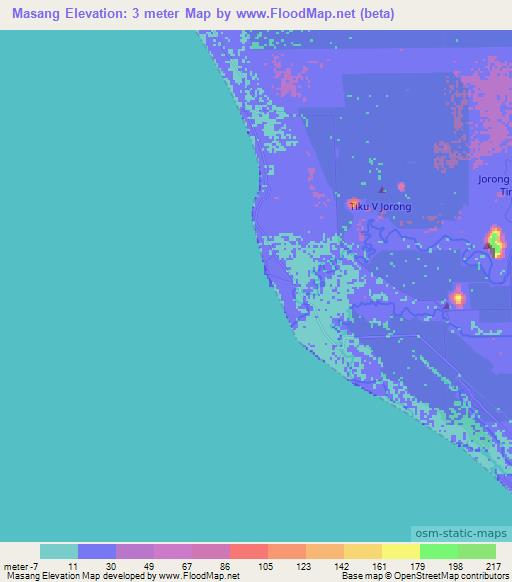 Masang,Indonesia Elevation Map