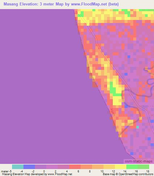 Masang,Indonesia Elevation Map