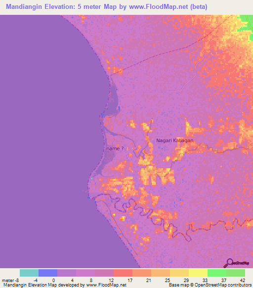 Mandiangin,Indonesia Elevation Map