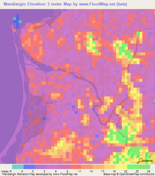 Mandiangin,Indonesia Elevation Map