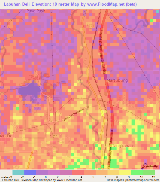 Labuhan Deli,Indonesia Elevation Map