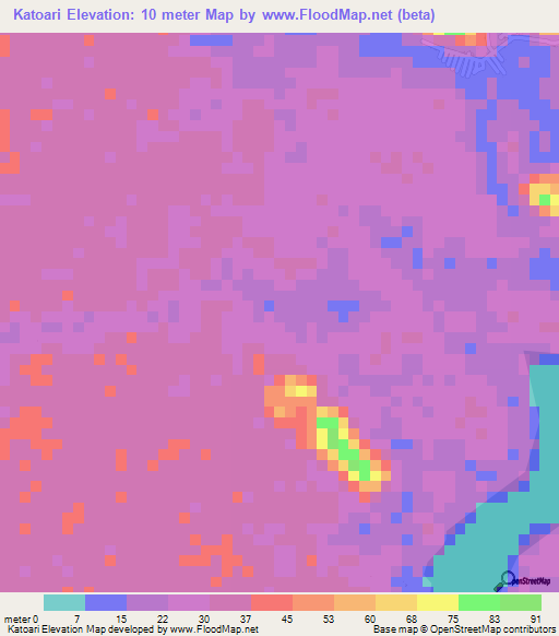 Katoari,Indonesia Elevation Map