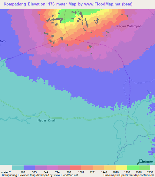 Kotapadang,Indonesia Elevation Map