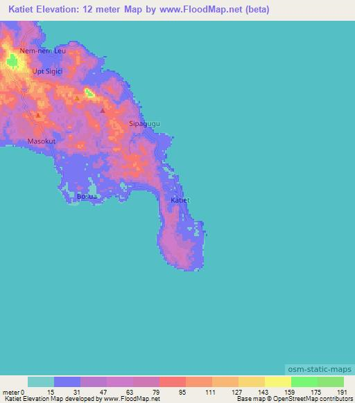 Katiet,Indonesia Elevation Map