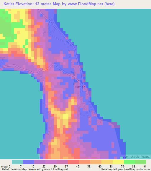 Katiet,Indonesia Elevation Map