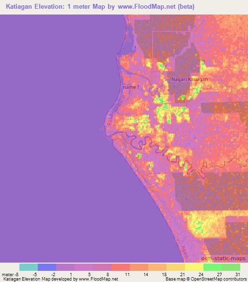 Katiagan,Indonesia Elevation Map