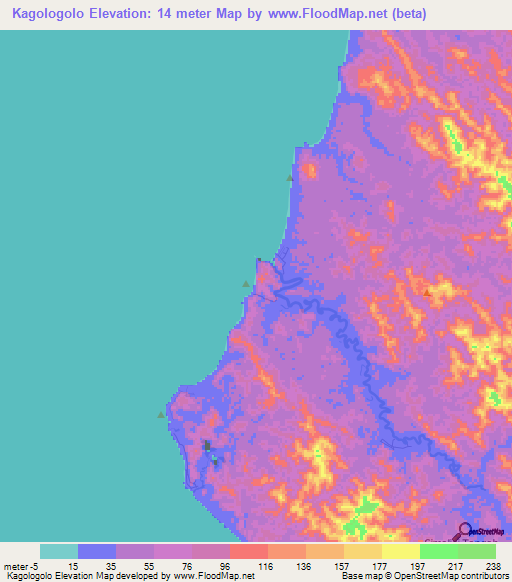 Kagologolo,Indonesia Elevation Map