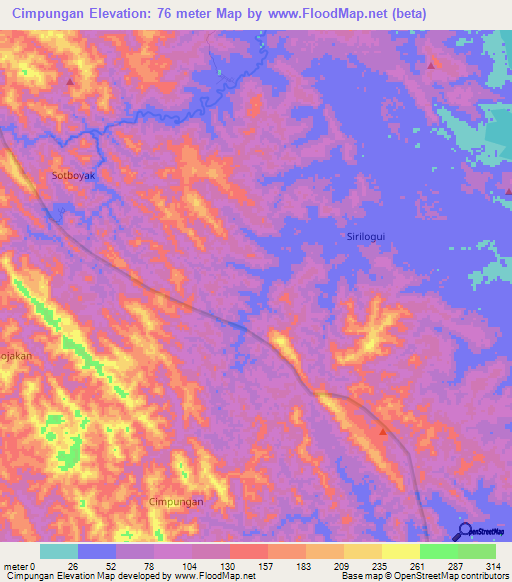 Cimpungan,Indonesia Elevation Map