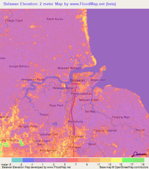 Belawan,Indonesia Elevation Map