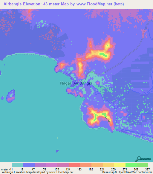 Airbangis,Indonesia Elevation Map