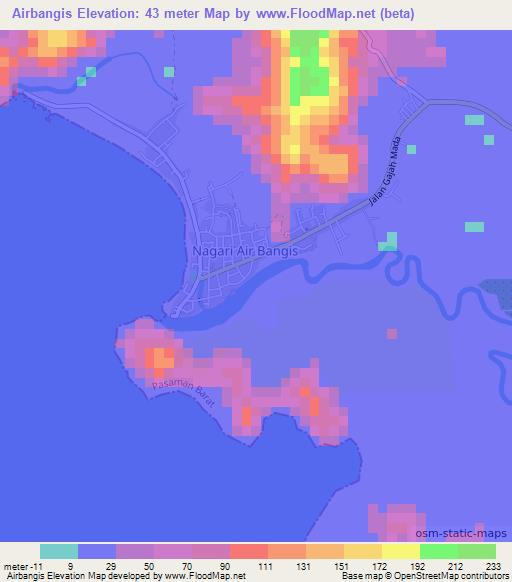 Airbangis,Indonesia Elevation Map