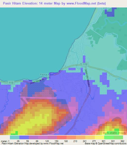 Pasir Hitam,Malaysia Elevation Map