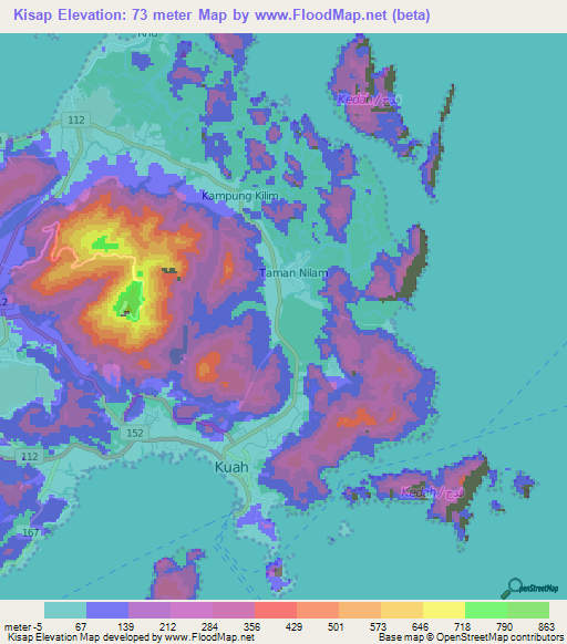 Kisap,Malaysia Elevation Map