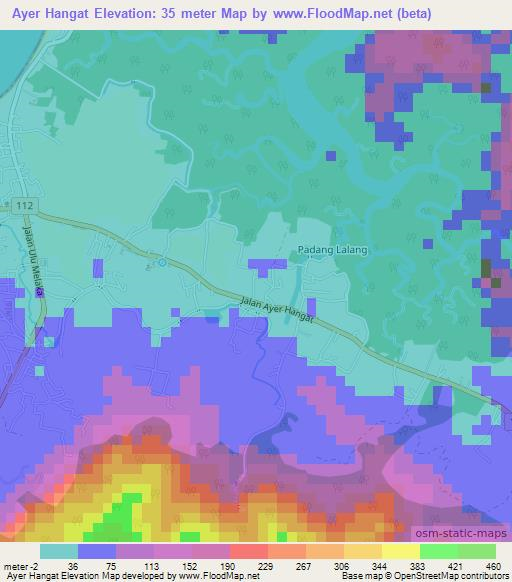 Ayer Hangat,Malaysia Elevation Map