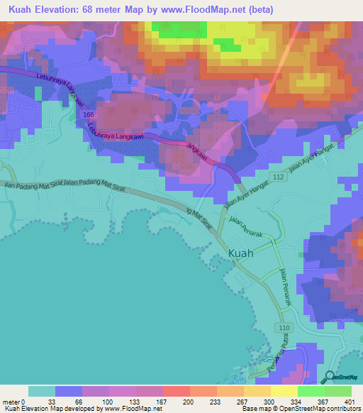 Kuah,Malaysia Elevation Map