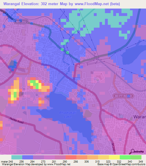 Warangal,India Elevation Map