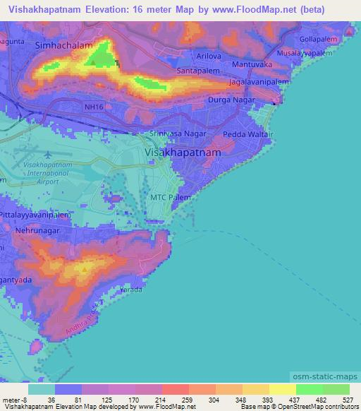 Vishakhapatnam,India Elevation Map