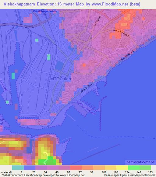 Vishakhapatnam,India Elevation Map