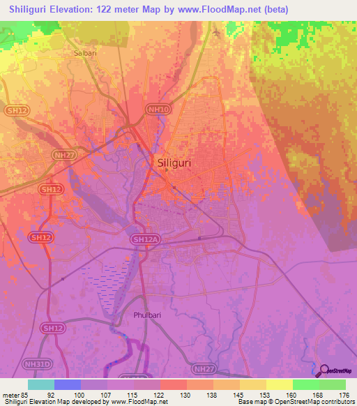 Shiliguri,India Elevation Map