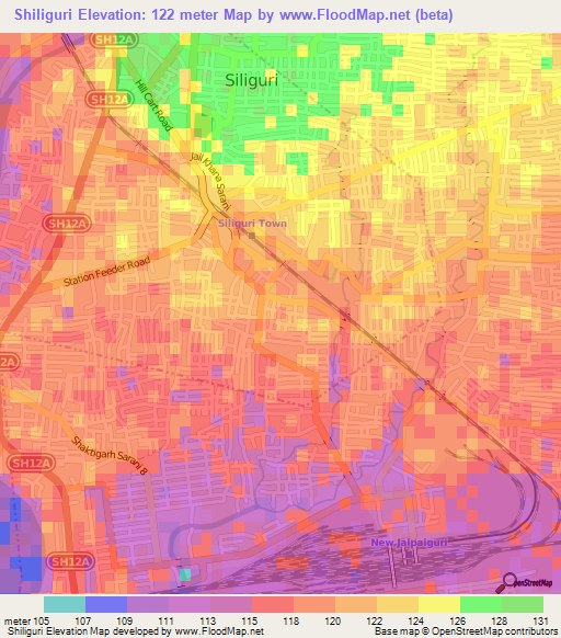 Shiliguri,India Elevation Map