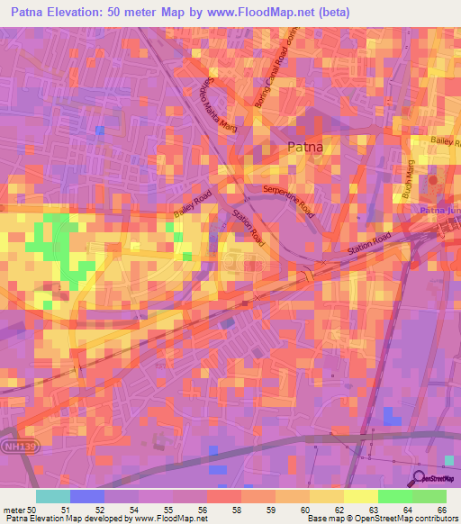 Patna,India Elevation Map