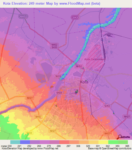 Kota,India Elevation Map