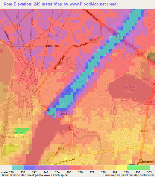 Kota,India Elevation Map