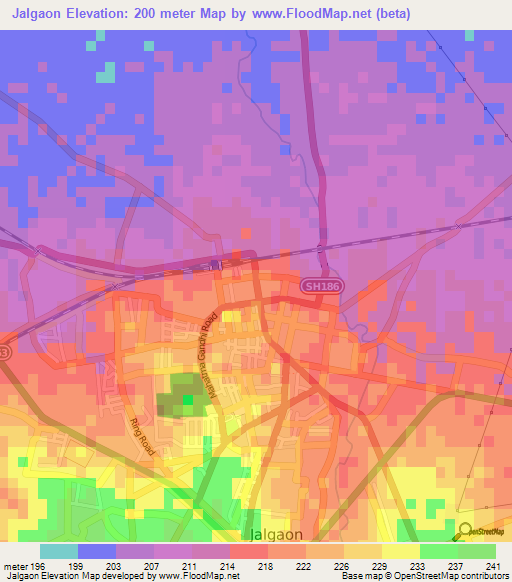 Jalgaon,India Elevation Map