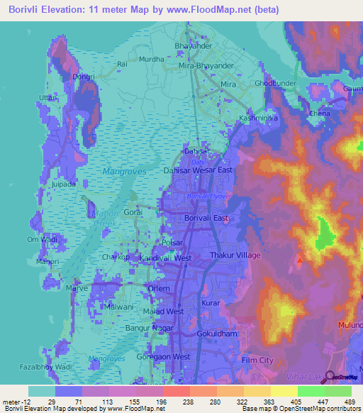 Borivli,India Elevation Map