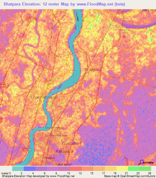 Bhatpara,India Elevation Map