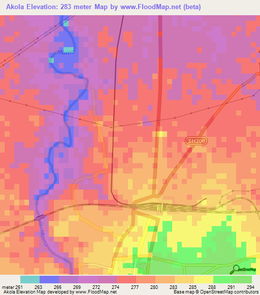 Akola,India Elevation Map