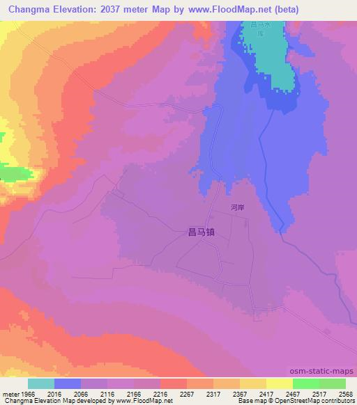 Changma,China Elevation Map