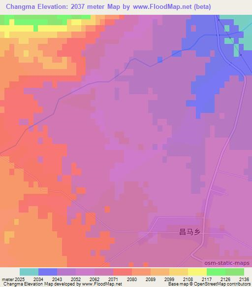 Changma,China Elevation Map