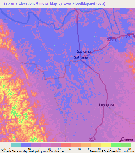 Satkania,Bangladesh Elevation Map