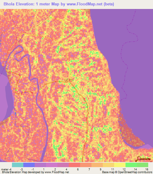 Bhola,Bangladesh Elevation Map