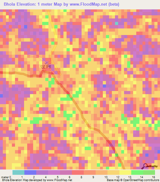 Bhola,Bangladesh Elevation Map