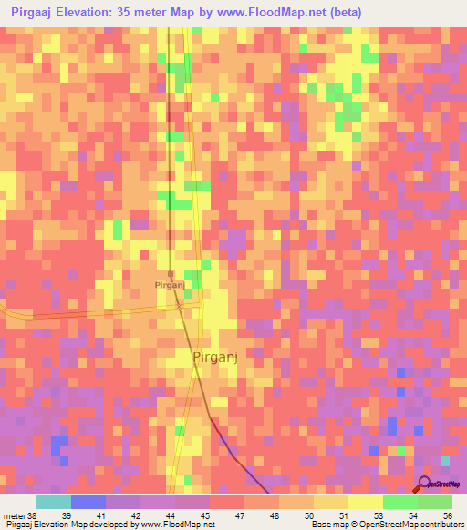 Pirgaaj,Bangladesh Elevation Map