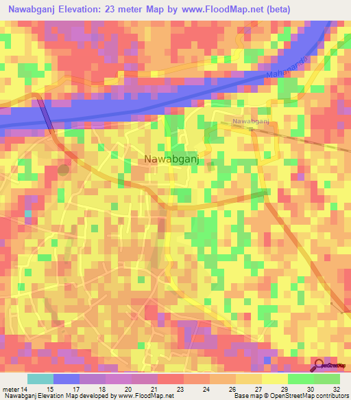 Nawabganj,Bangladesh Elevation Map