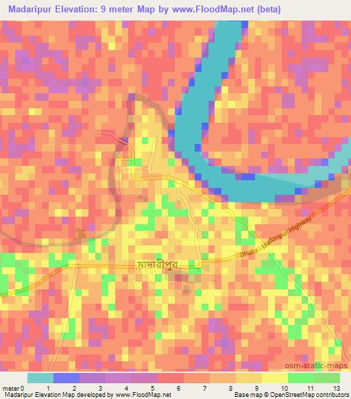 Madaripur,Bangladesh Elevation Map