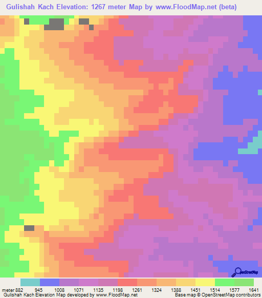 Gulishah Kach,Pakistan Elevation Map