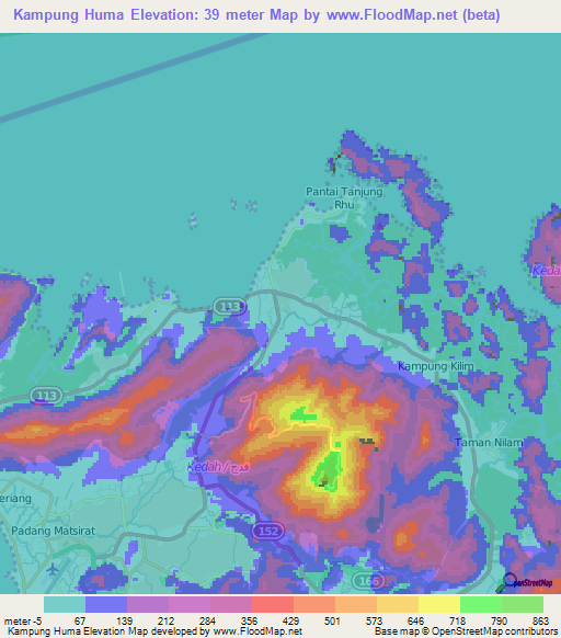 Kampung Huma,Malaysia Elevation Map