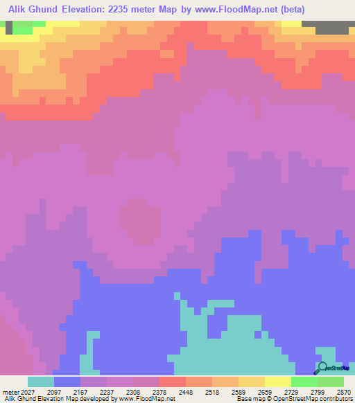 Alik Ghund,Pakistan Elevation Map