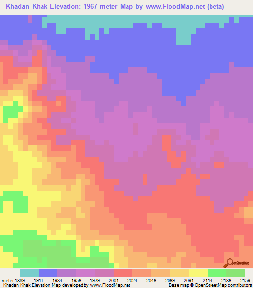 Khadan Khak,Pakistan Elevation Map