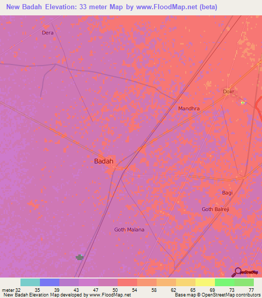 New Badah,Pakistan Elevation Map