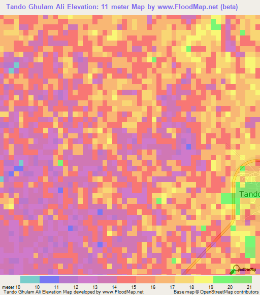 Tando Ghulam Ali,Pakistan Elevation Map