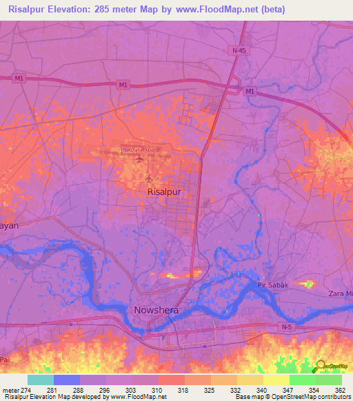 Risalpur,Pakistan Elevation Map